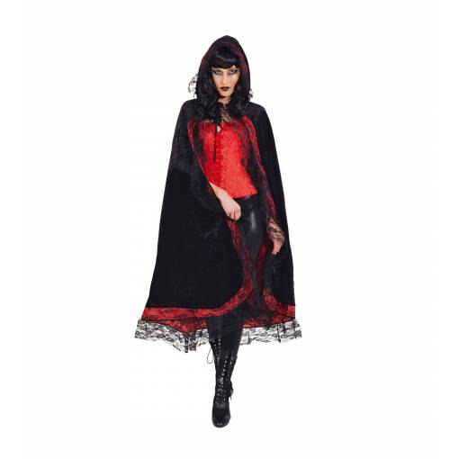 Dámsky plášť s kapucňou - Čierno červený