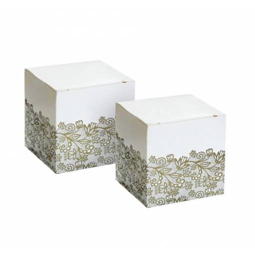 Papierové krabičky so zlatou potlačou - 5x5x5cm, 6 kusov
