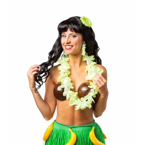 Havajský veniec, náušnice, spona do vlasov - Zelená