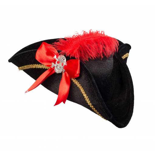 Dámsky pirátsky klobúk - Čierny s perím