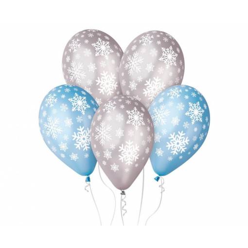 Prémiové balóniky 12" - Snehové vločky, 5 kusov