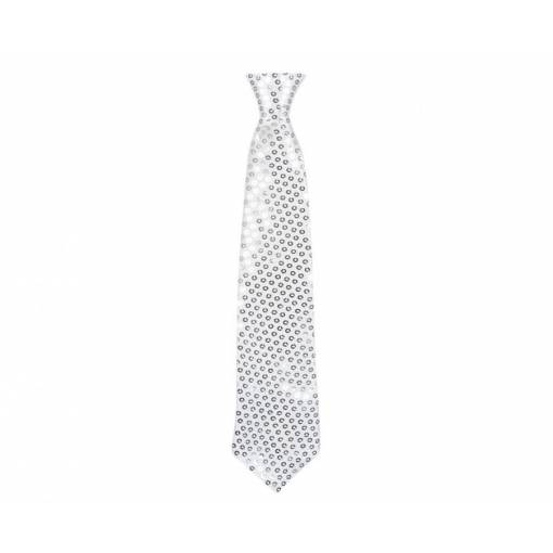 Flitrová kravata - Strieborná