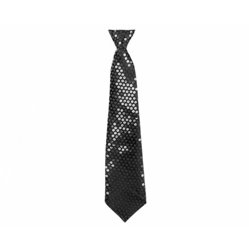 Flitrová kravata - Čierna