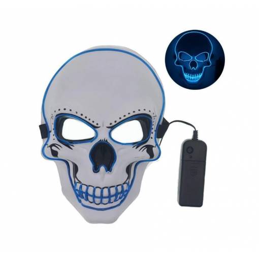 Svietiaca LED maska - Lebka, modrá