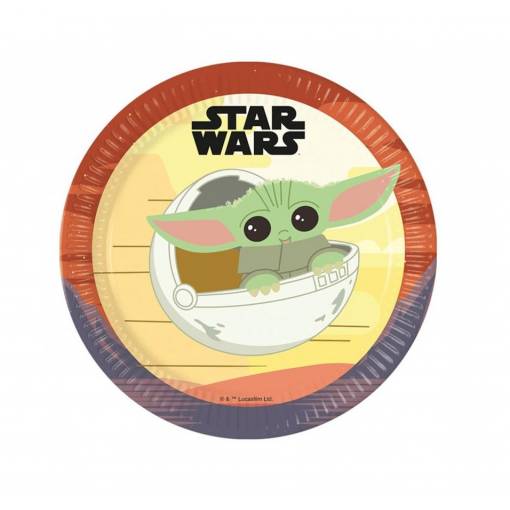 Papierové tanieriky - Baby Yoda, 8 kusov