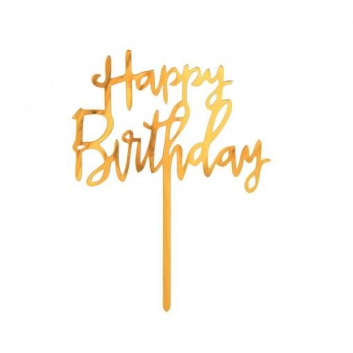 Akrylový tortový zápich - Happy Birthday, 1 kus