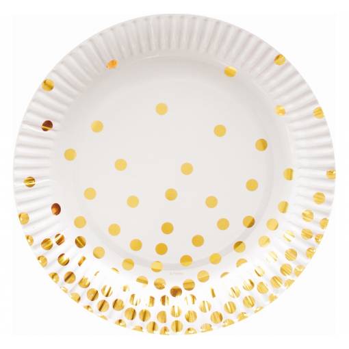 Papierové tanieriky - Bodkované biele, 6 kusov