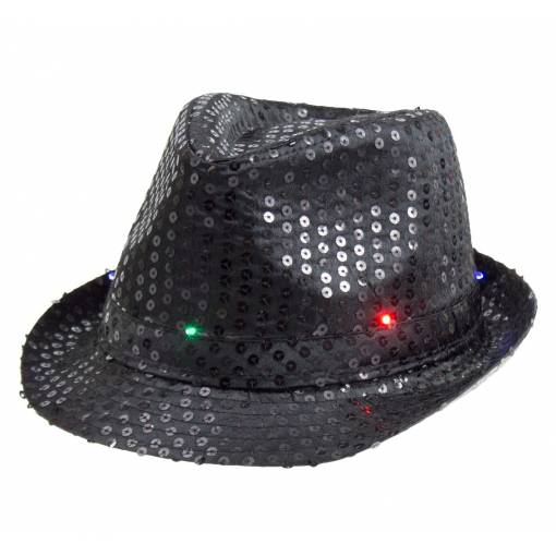 Blikajúci flitrový klobúk - Čierny