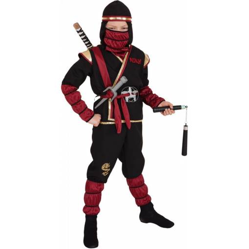Detský kostým - Ninja zlato-čierny 128/140